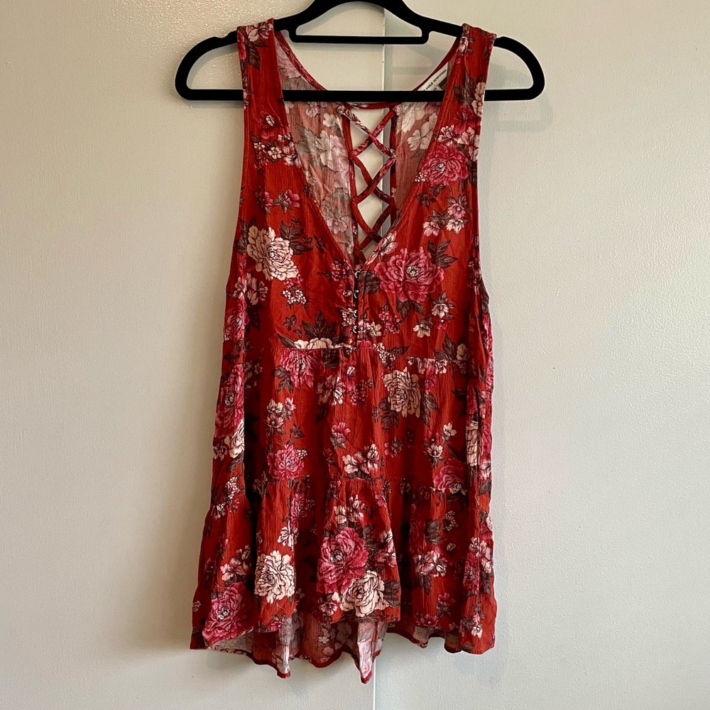 3/$25 American Eagle boho sleeveless rust floral tunic size XS